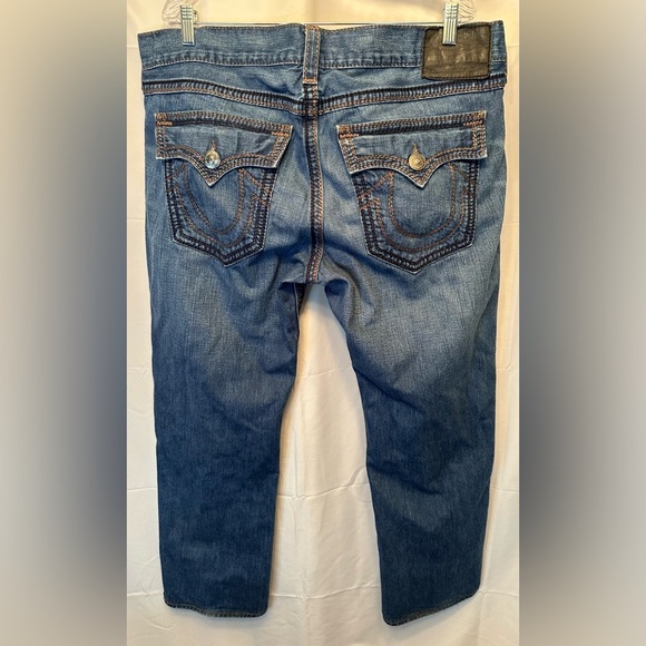 True Religion Jeans Men’s 40x31 Blue Straight Leg Thick Stitch Ricky Big QT Flap - Picture 8 of 11